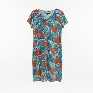 NWT Talbots Dress Womens Orange Floral V Neck Knee Length Short Sleeve Size L